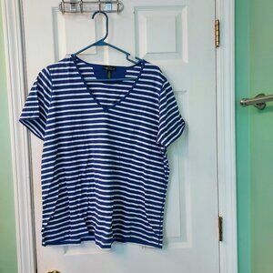 July 4th! Lauren Ralph Lauren short sleeve tee royal white stripe EUC Size 2X